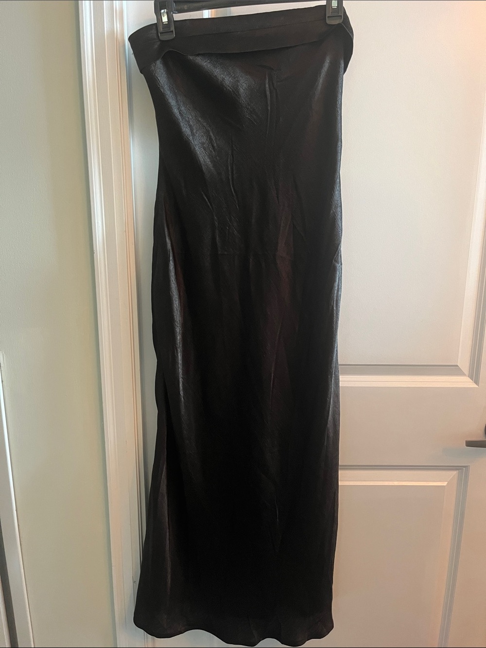 Elegant Black Satin Maxi Slip Dress - Women's Evening Wear
